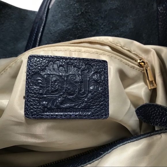 Danielle Stevens Vincenza Navy Leather Tote Bag - Picture 6 of 8
